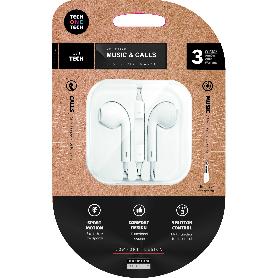 TECH AURICULARES CON MICROFONO JACK 3.5 MM BLANCO  TEC1001