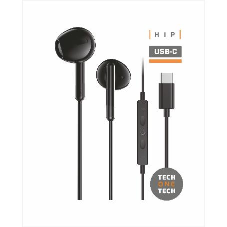 TECH AURICULARES CON MICROFONO USB-C  NEGRO TEC1302