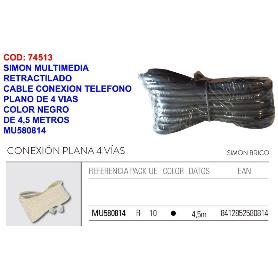 SIMON FINSTOC MULTIMEDIA CABLE TELEF.CONEX-PLANA 4,5 MT MU580814