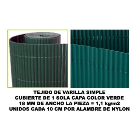 BAMBU CAÑIZO PVC 1 CARA 18 MM COLOR VERDE 100X500 CM   MZ8006