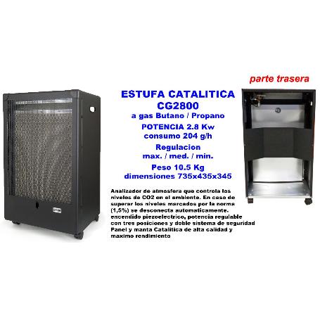 HJM ESTUFA CATALITICA   A GAS 2.8 KW GC2800  720X430X375