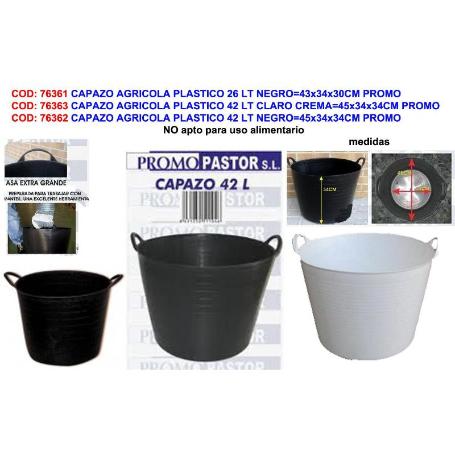 CAPAZO AGRICOLA PLASTICO 42 LT NEGRO 45X34X34CM