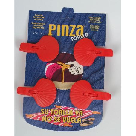 PLAYA PINCHO SET 4 PINZAS SUJETA TOALLA PLASTICO  400432P