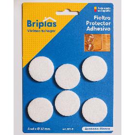 BRIPLAS FIELTRO ADHESIVO 6 U REDONDO 32 Ø MM BLANCO 103B
