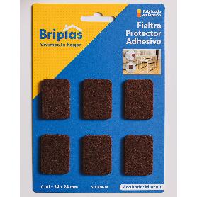 BRIPLAS FIELTRO ADHESIVO 6 U RECTANGULAR 34X24 MM MARRON 108M