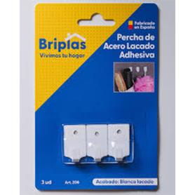 BRIPLAS COLGADOR COCINA LACADO BLANC ADHESIVO 3U GANCHO MINI 208
