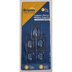 BRIPLAS COLGADOR COCINA-BAÑO PLASTIC ADHESIV 5U TRANSPARENT 221T