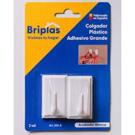 BRIPLAS COLGADOR COCINA-BAÑO PLASTIC ADHESIV 2U  BLANCO 250B