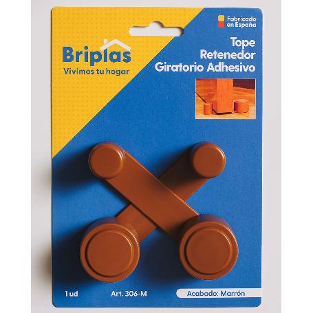 BRIPLAS TOPE PUERTA ADHESIVO RETENEDOR GIRATORIO 2 U MARRON 306M