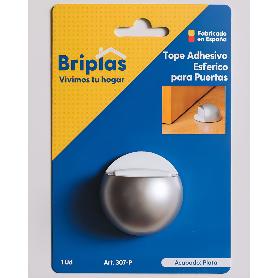 BRIPLAS TOPE PUERTA ADHESIVO ESFERICO  1 U PLATA 307P