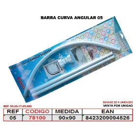 CORTINA BAÑO BARRA CURVA ANGULAR 90 X 90 BLANCA 55.22.17.05.090
