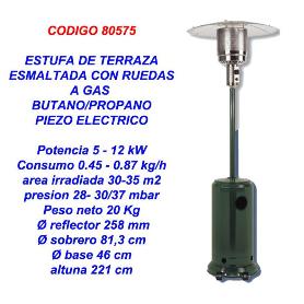 ESTUFA GAS BUTANO-PROPANO EXTERIOR ESMALTADO NEGRO+RUEDAS180 FSD