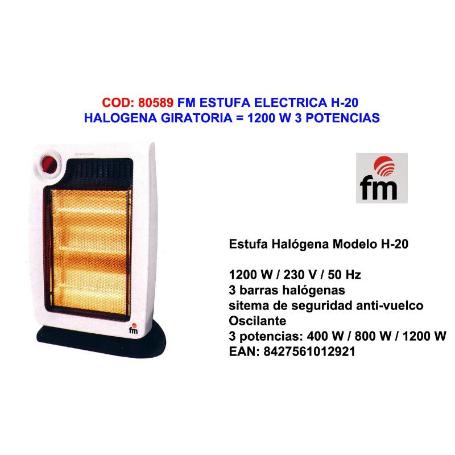 FM FINSTOCK ESTUFA ELECTRICA H-20 HALOGENA GIRATORIA 1200W