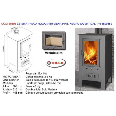 FINSTOCK ESTUFA THECA 450 VIENA PI. NEGRO S-VERTICAL 110 6500451