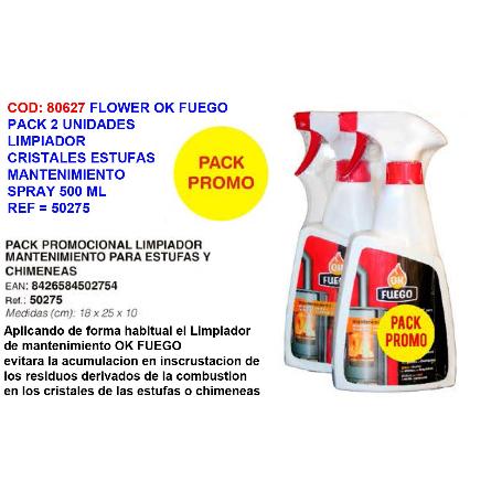 FLOWER OK FUEGO PACK 2 UN LIMPIADOR MANTEN.ESTUFA-CHIMENEA 50275