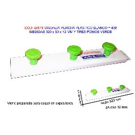 GISDALIA FINSTOCK PERCHA PLAST 320X60X12MM 3 POMOS VERDE 438