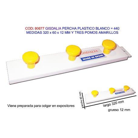 GISDALIA FINSTOCK PERCHA PLAST 320X60X12MM 3 POMOS AMARILLO 440