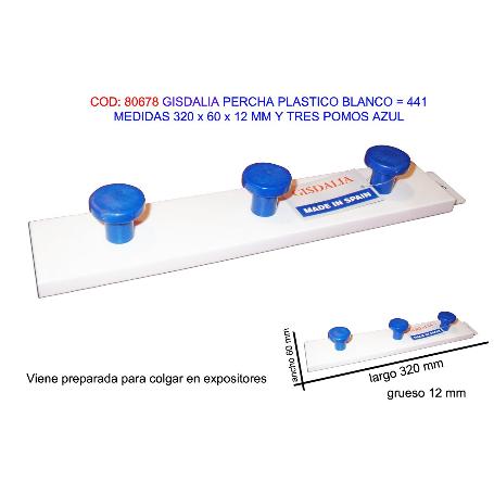 GISDALIA FINSTOCK PERCHA PLAST 320X60X12MM 3 POMOS AZUL 441