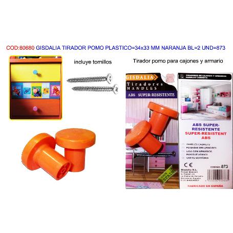 GISDALIA FINSTOC TIRADOR POMO PLAST 34X33 MM NARANJA BL2 UND 873