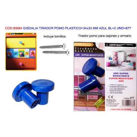 GISDALIA FINSTOCK TIRADOR POMO PLAS 34X33 MM AZUL BL2UND 877
