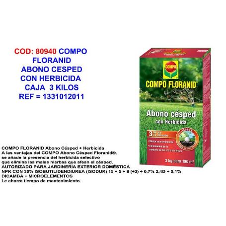 BAJA COMPO FLORANID CESPED+HERBICIDA 3 KG 1331012011