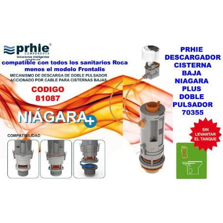 PRHIE DESCARGADOR WC CISTE BAJA NIAGARA CABLE DOBLEPULSADO 70355