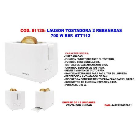 LAUSON TOSTADORA 2 REBANADAS 700 W REF. ATT112