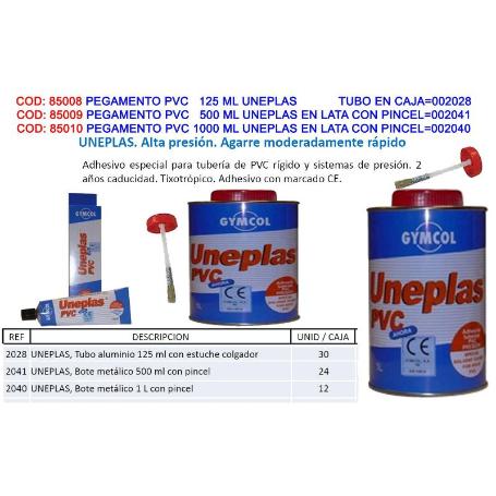UNECOL PEGAMENTO COLA PVC 1000 ML UNEPLAS LATA CON PINCEL 002040