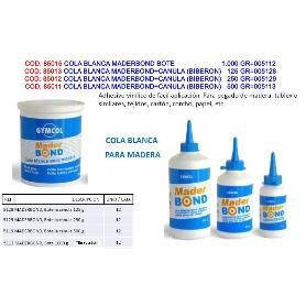 UNECOL COLA BLANCA MADERA BOND+CANULA (BIBERON)   250 GR 005129