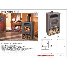 ESTUFA LEÑA 340 NOGAL+HORNO CALIENTA PLATOS SALIDA SUPERIOR 120