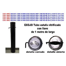 ESTUFA TUBO VITRIFICADO NEGRO 850º 1 METRO Ø150+LLAVE TV150+LLAV