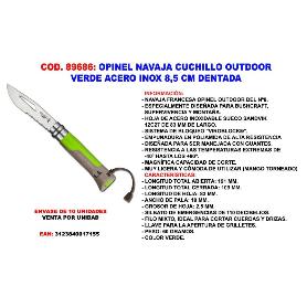 OPINEL FINSTOCK NAVAJA CUCHILLO VERDE ACERO INOX 8,5 CM DENTADA