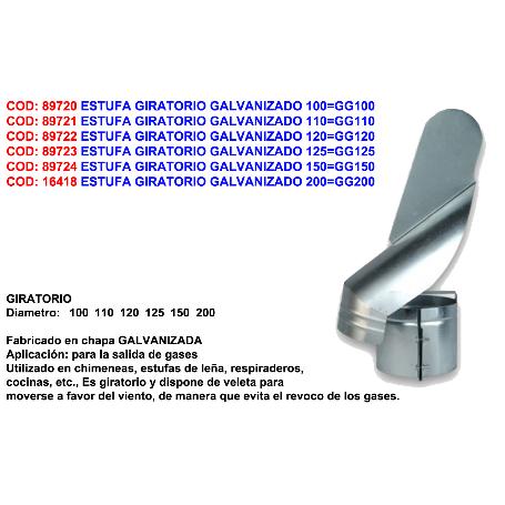 ESTUFA GIRATORIO CON VELETA GALVANIZADO 120 GG120