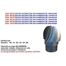 ESTUFA EXTRACTOR GALVANIZADO DE 100 EG100