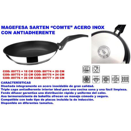 MAGEFESA SARTEN FINSTOCK COMTE ACERO INOX ANTIADHERENTE 28 CM