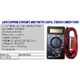 LAMS COMPROB.CORRIEN MULTIMETRO DIGITAL HOSTER DM830 191001