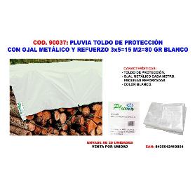 PLUVIA TOLDO LONA PROTECCION+OJAL+REFUERZO 3X5 15 M2 80GR BLANCO