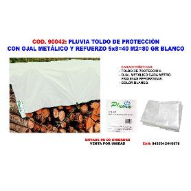 PLUVIA TOLDO LONA PROTECCION+OJAL+REFUERZO 5X8 40 M2 80GR BLANCO