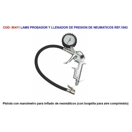 LAMS PISTOLA INFLADOR CON MANOMETRO PARA COMPRESOR  REF.1543