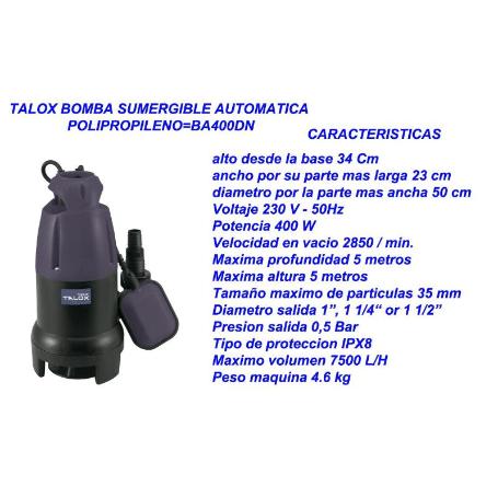 TALOX BOMBA AGUA SUMERGIBLE 550 W 10500L-H  Q1DP-550G