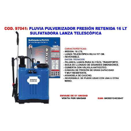 PLUVIA SULFATADORA PULVERIZADOR PRESION RETENIDA 16L TELESCOPICA