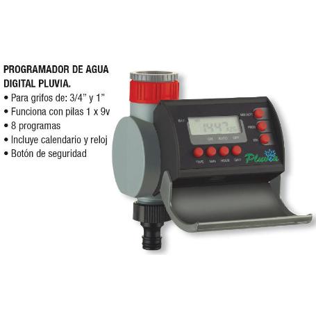 PLUVIA PROGRAMADOR RIEGO 8 PROGRAMAS DIGITAL PLSD21002