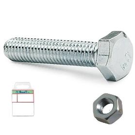 BLISTER TORNILLO ROSCA METAL CABEZA HEXAGONAL DIN 933 CON TUERCA CINCADO METRICA M-8 LARGO 30MM