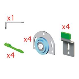 KIT HERRAJES MOD.UNICA P/2-PTAS.MADERA DESLIZAMIENTO EXTERIOR.CARGA MAXIMA 40KG. (CAJA 100)