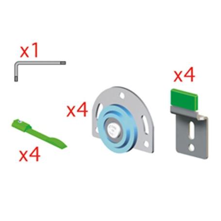 KIT HERRAJES MOD.UNICA P/2-PTAS.MADERA DESLIZAMIENTO EXTERIOR.CARGA MAXIMA 40KG. (CAJA 100)