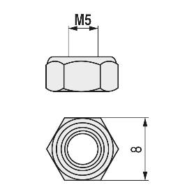 TUERCA HEXAGONAL AUTOBLOCANTE DIN 985 INOXIDABLE METRICA M-6 (CAJA 1000)