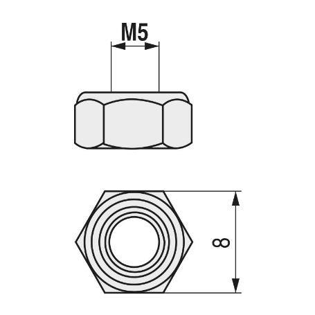 TUERCA HEXAGONAL AUTOBLOCANTE DIN 985 INOXIDABLE METRICA M-6 (CAJA 1000)
