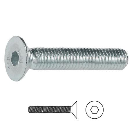 TORNILLO ROSCA METAL ALLEN DIN 7991 ZINC METRICA M-6 LARGO 80MM