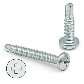 TORNILLO BROCA  ROSCA CHAPA CABEZA REDON LARG.R/CHAPA 9.5MM Ø ROSCA CHAPA 3.5MM (CAJA 500)