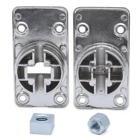 JUEGO CAZOLETAS ZMK NIQUELADO P/ENDEREZADOR PUERTA  (PLACA SUPERIOR + PLACA INFERIOR)